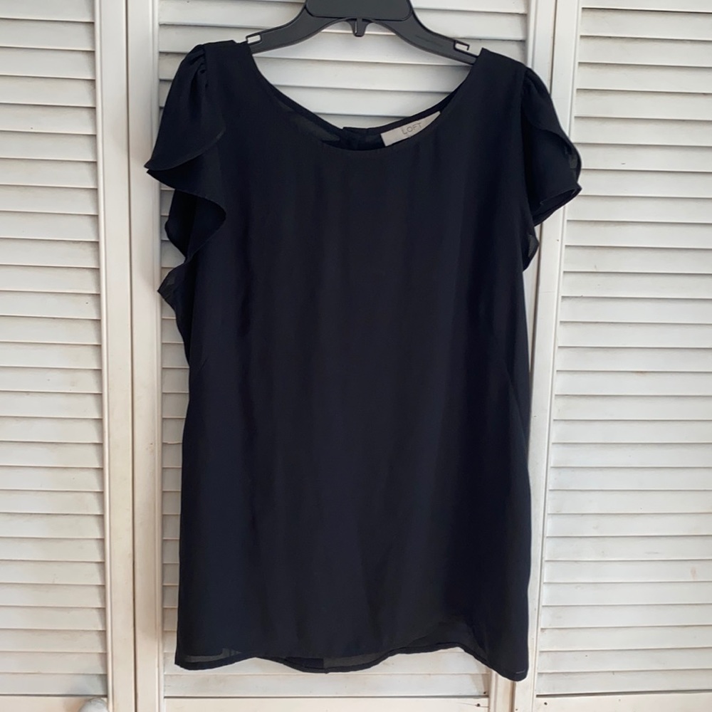 Loft Black Large Short Sleeve Dress Shirt